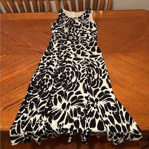 Dressbarn Black and White Patterned Midi Dress